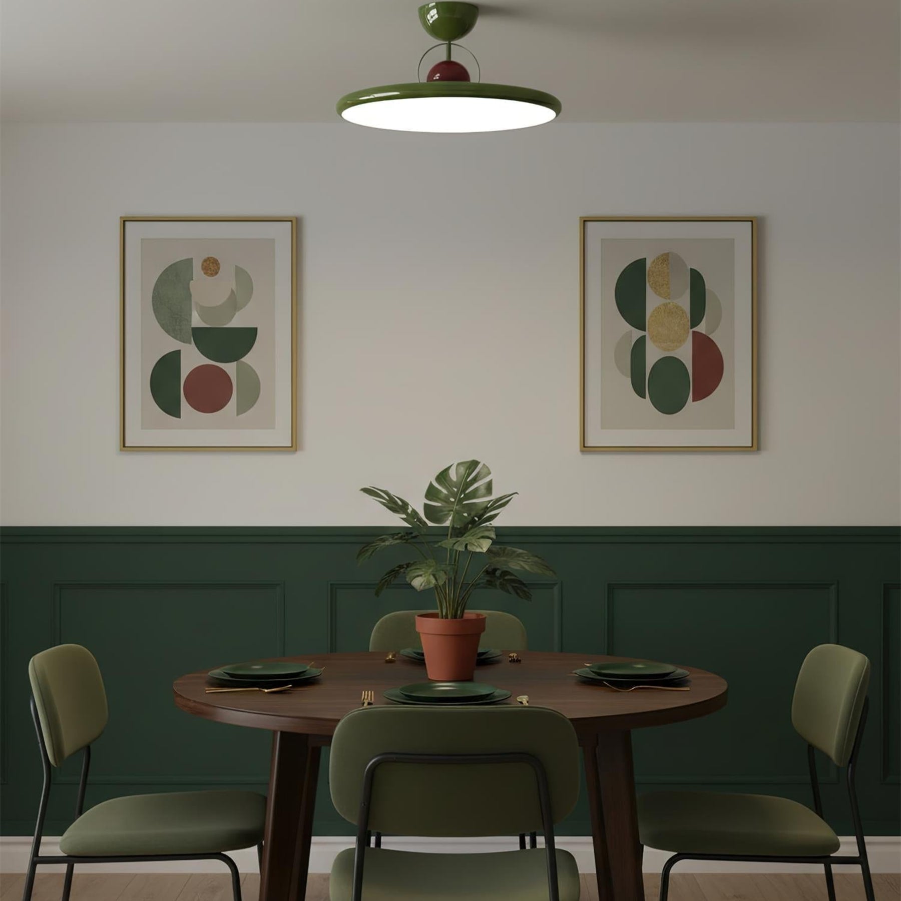 Modern Metal Semi-Flush Ceiling Light With Tri-Colour Dimming — Halden Lighting