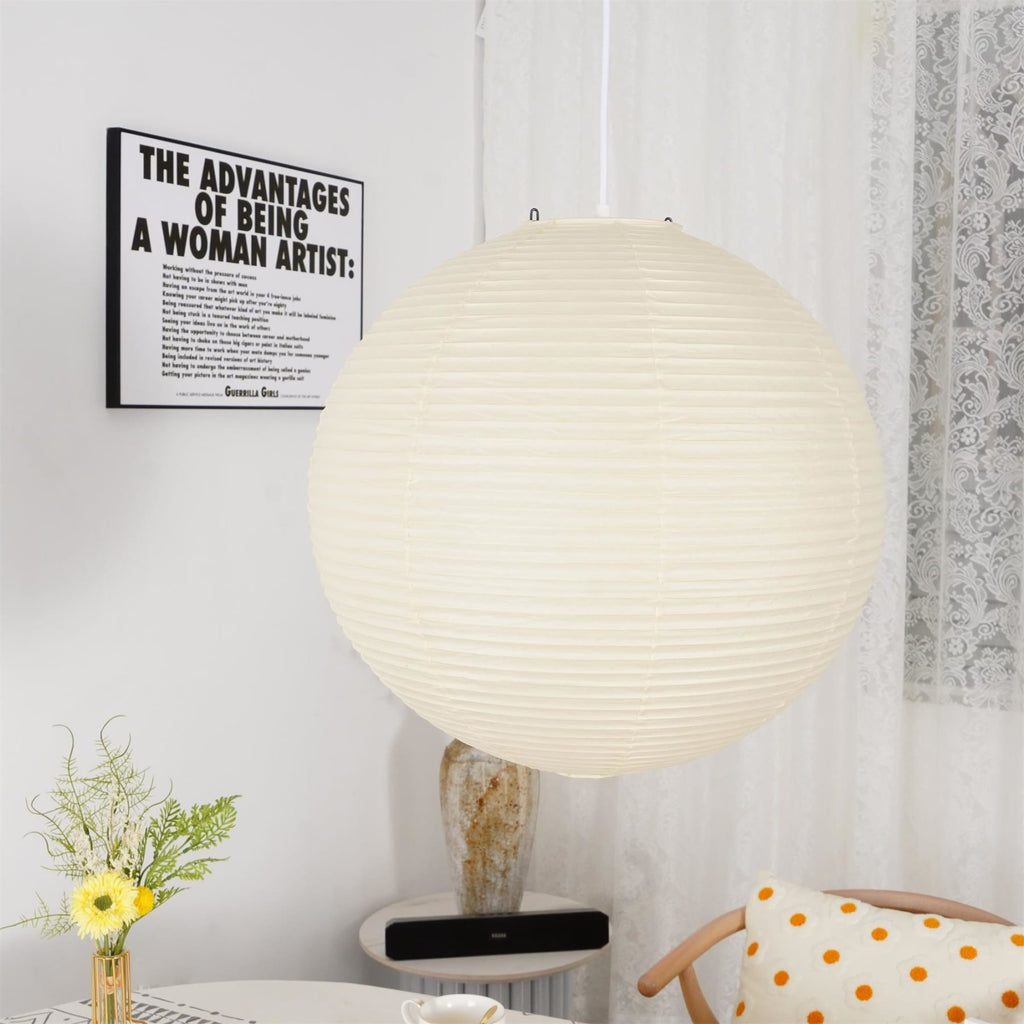 Minimalist Round Lantern Pendant Light With Fabric Shade — Halden Lighting