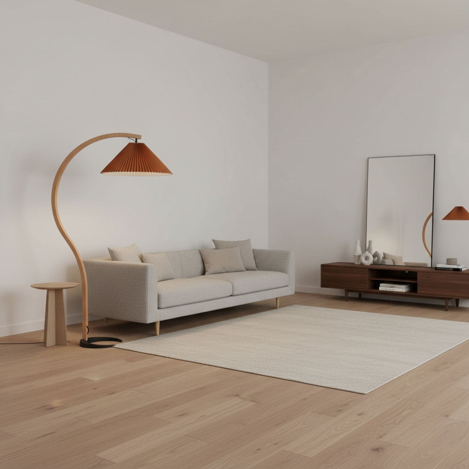 Scandinavian Wood Floor Lamp With Warm LED Glow for Living Room — Halden Lighting