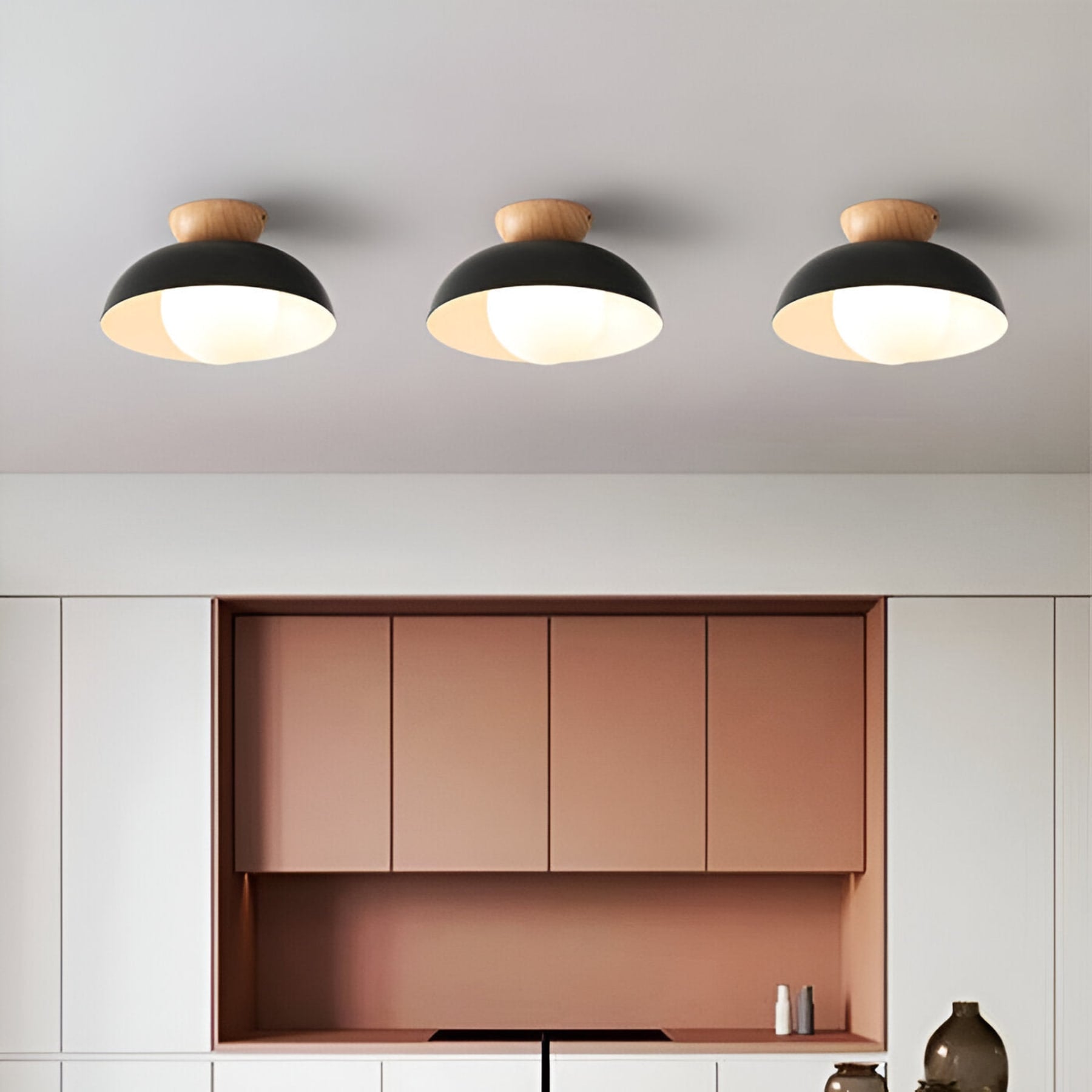 Modern Wood Semi-Flush Ceiling Light for Living Room — Halden Lighting