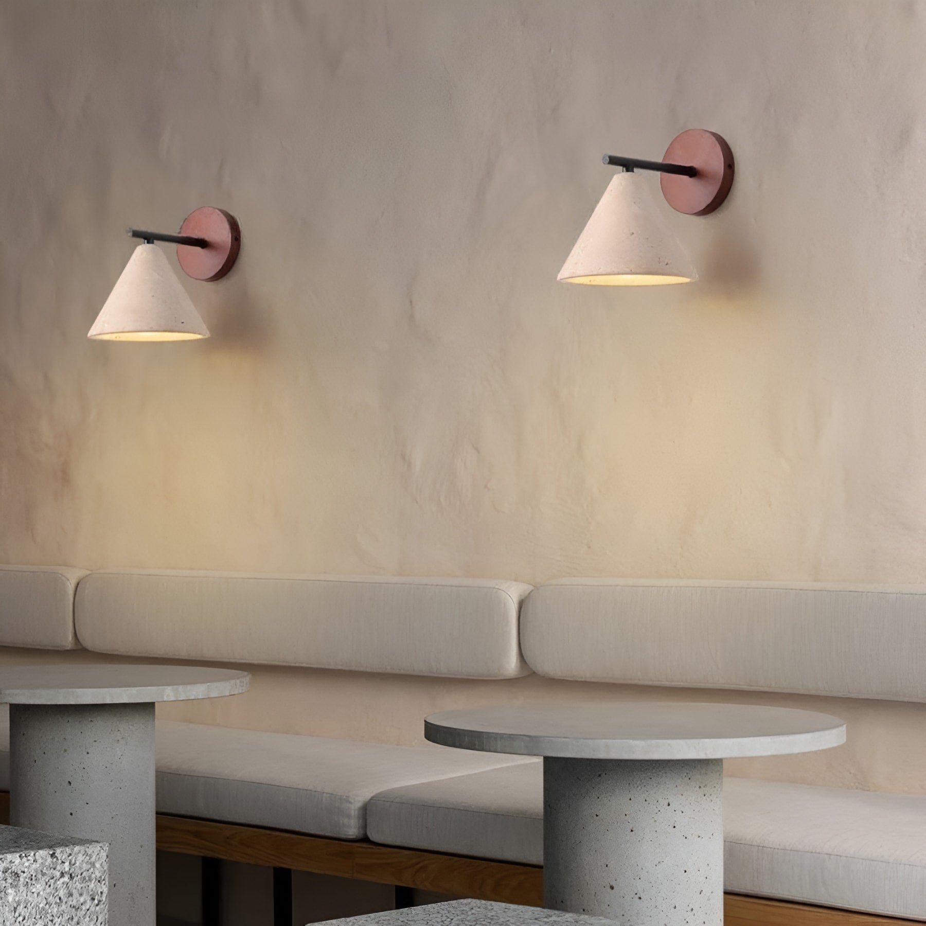 Travertine And Walnut Wall Light For Living Room — Halden Lighting