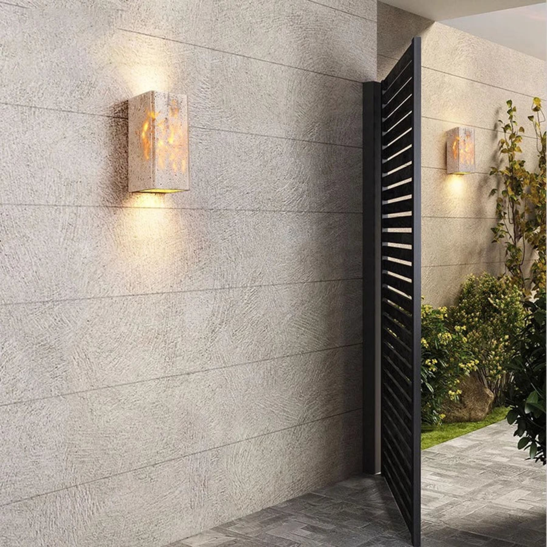 Modern Travertine Stone Wall Light With Warm LED Glow — Halden Lighting