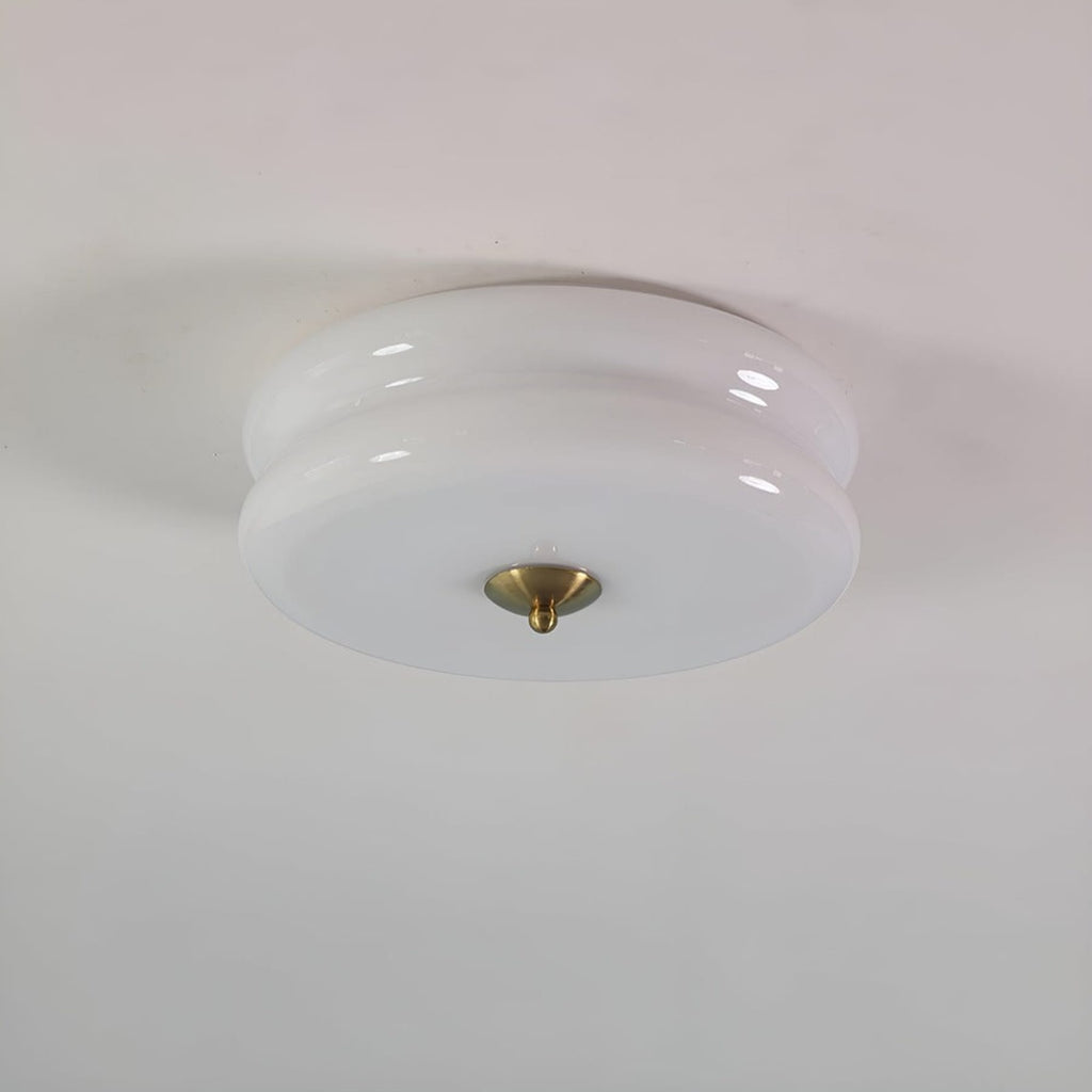 Retro Glass Flush Mount Ceiling Light For Living Room in Gold White — Halden Lighting