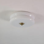 Retro Glass Flush Mount Ceiling Light For Living Room in Gold White — Halden Lighting