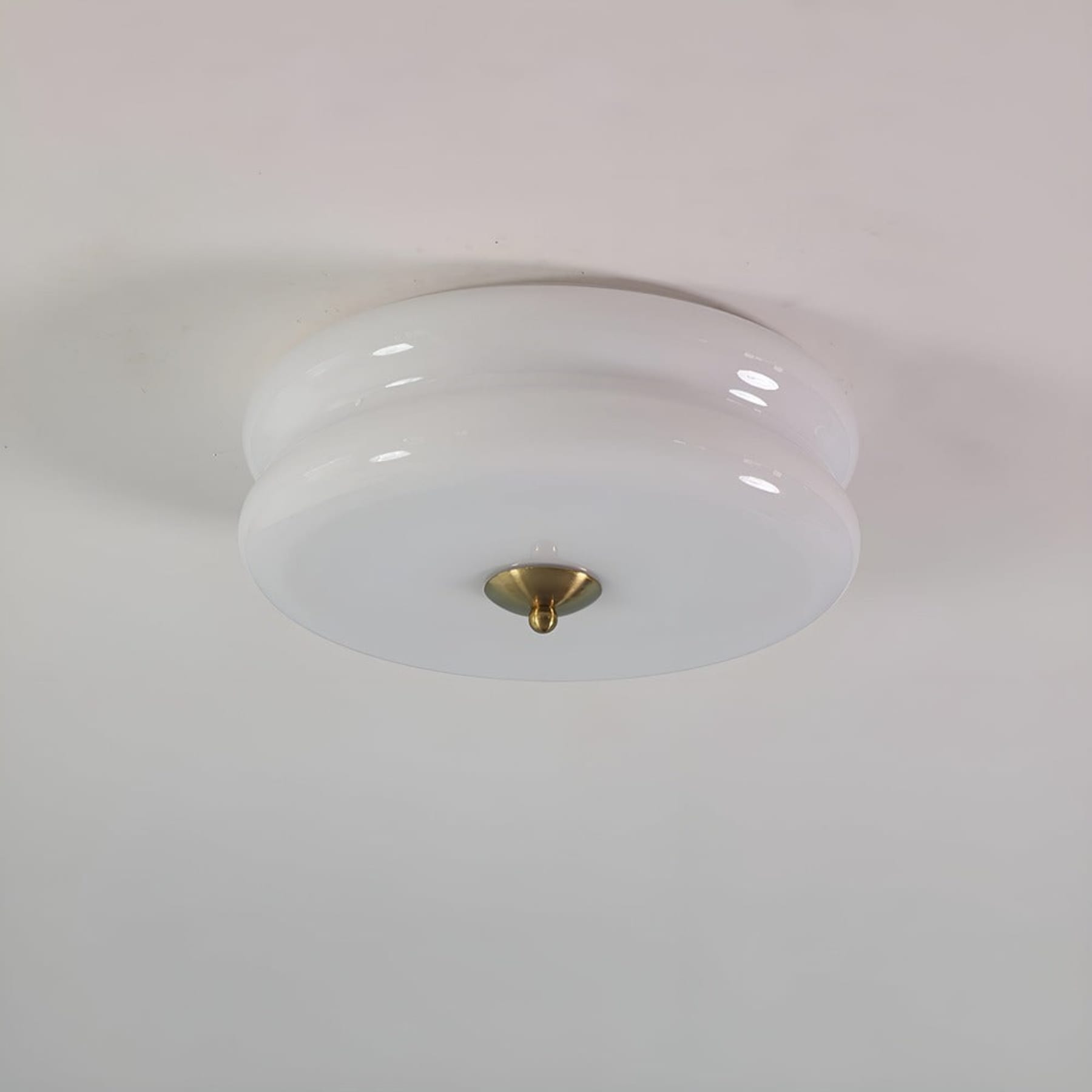 Retro Glass Flush Mount Ceiling Light For Living Room in Gold White — Halden Lighting