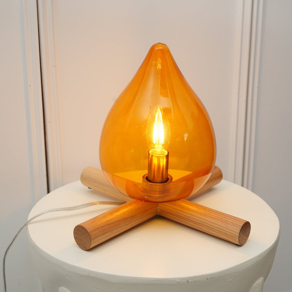 Modern Bamboo and Wood Table Lamp With Warm LED Glow — Halden Lighting