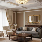 Traditional Brass Flush Mount Ceiling Light With Cool Daylight Glow — Halden Lighting