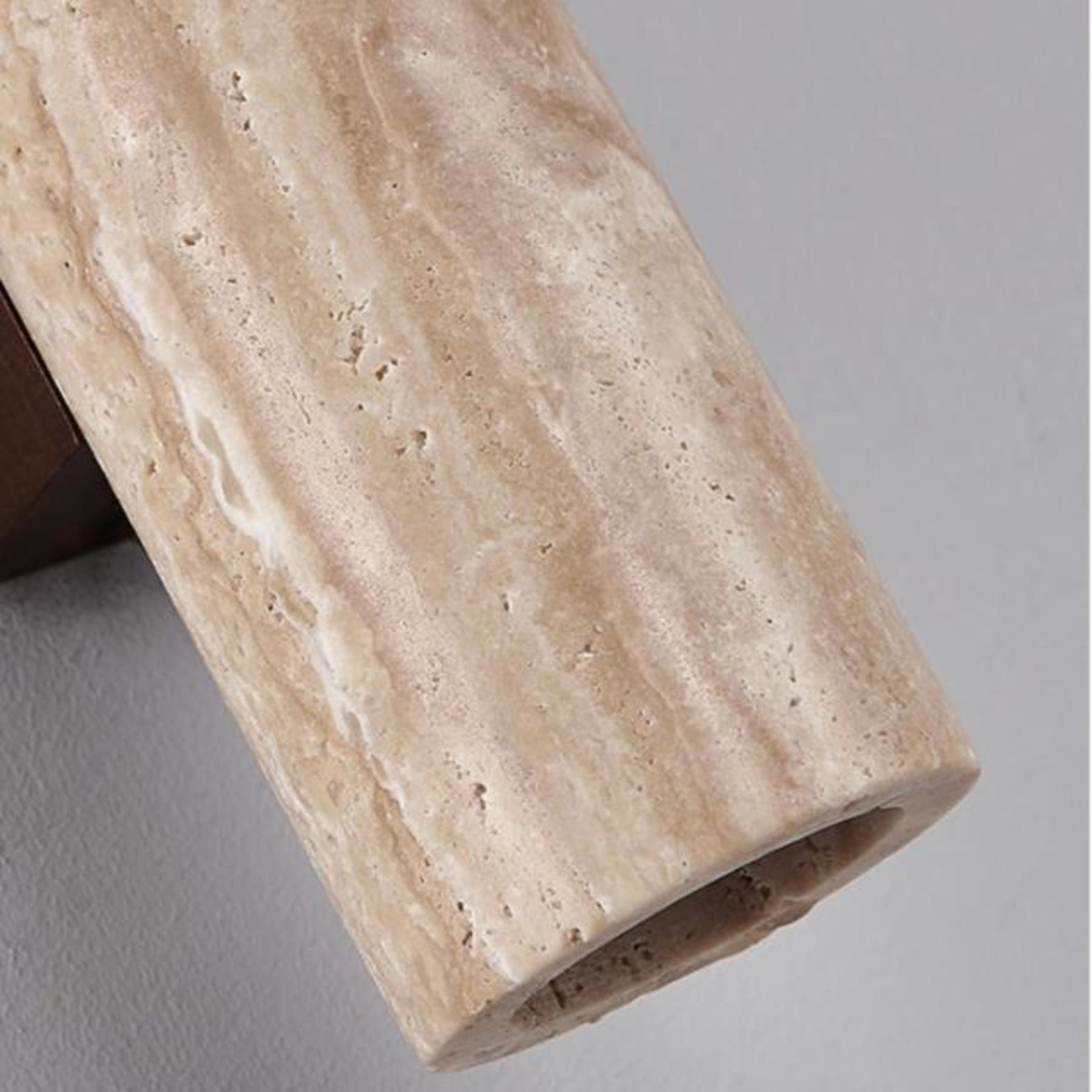 Modern Travertine And Wood Wall Light With Warm LED Glow — Halden Lighting