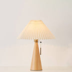 Scandinavian Wood Table Lamp With Warm LED Glow in Light Brown — Halden Lighting