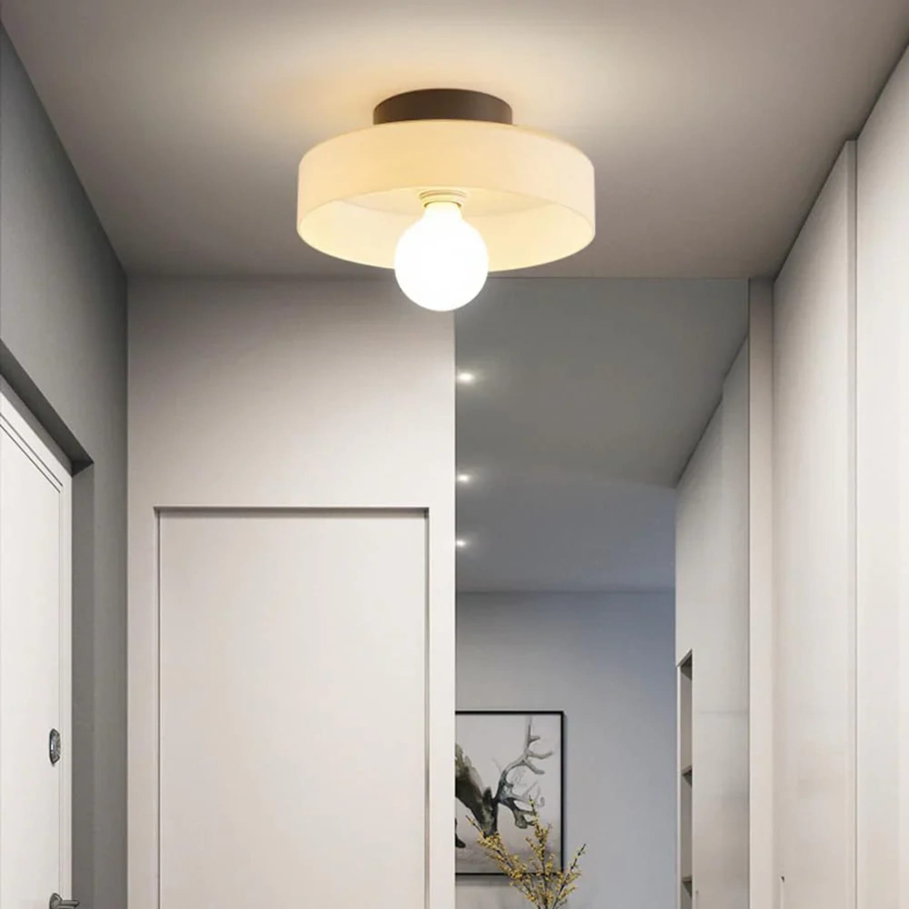 Retro Glass Flush Mount Ceiling Light With Warm LED Glow — Halden Lighting