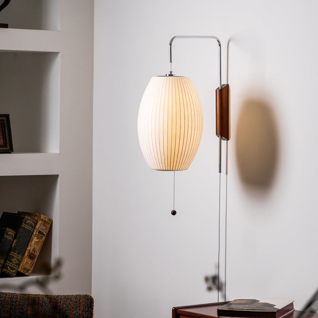 Retro Silk and Walnut Wall Light With Warm LED Glow — Halden Lighting