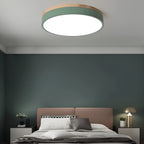 Modern Wood Flush Mount Ceiling Light With Remote Dimming — Halden Lighting