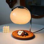 Modern Wood And Glass Table Lamp With Daylight Glow — Halden Lighting