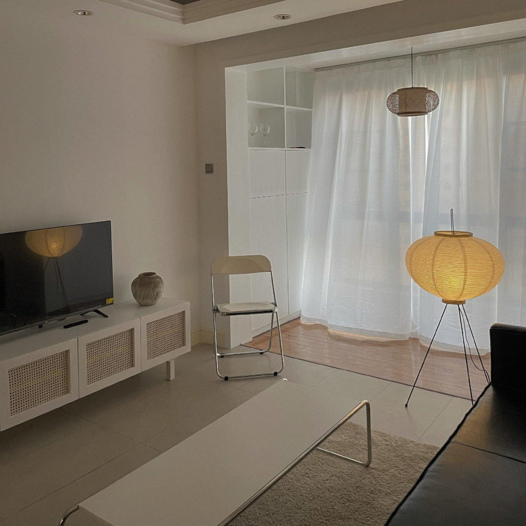 Modern Rice Paper Floor Lamp for Living Room and Bedroom — Halden Lighting