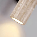 Modern Travertine And Wood Wall Light With Warm LED Glow — Halden Lighting