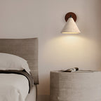 Travertine And Walnut Wall Light For Living Room — Halden Lighting