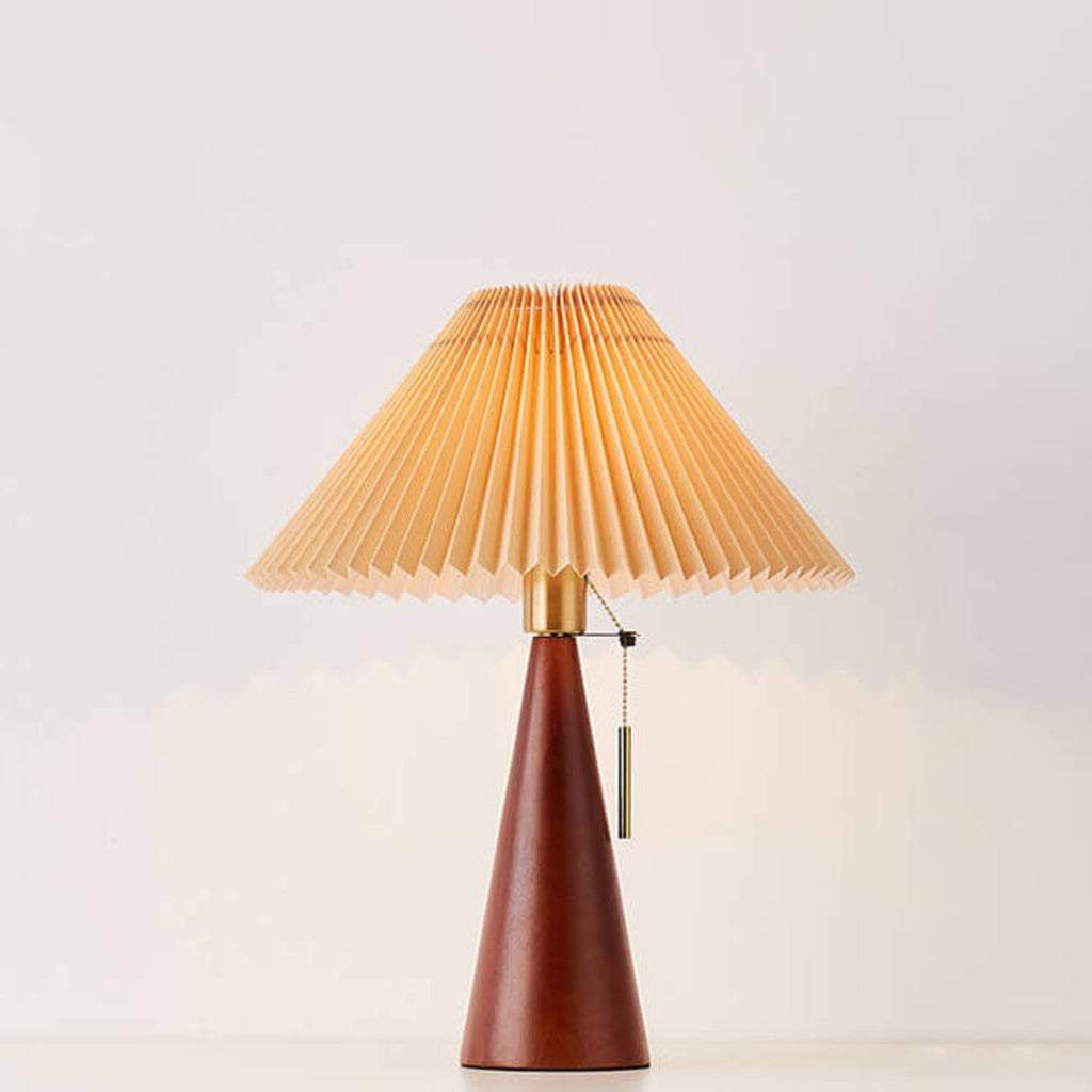 Scandinavian Wood Table Lamp With Warm LED Glow in Walnut — Halden Lighting