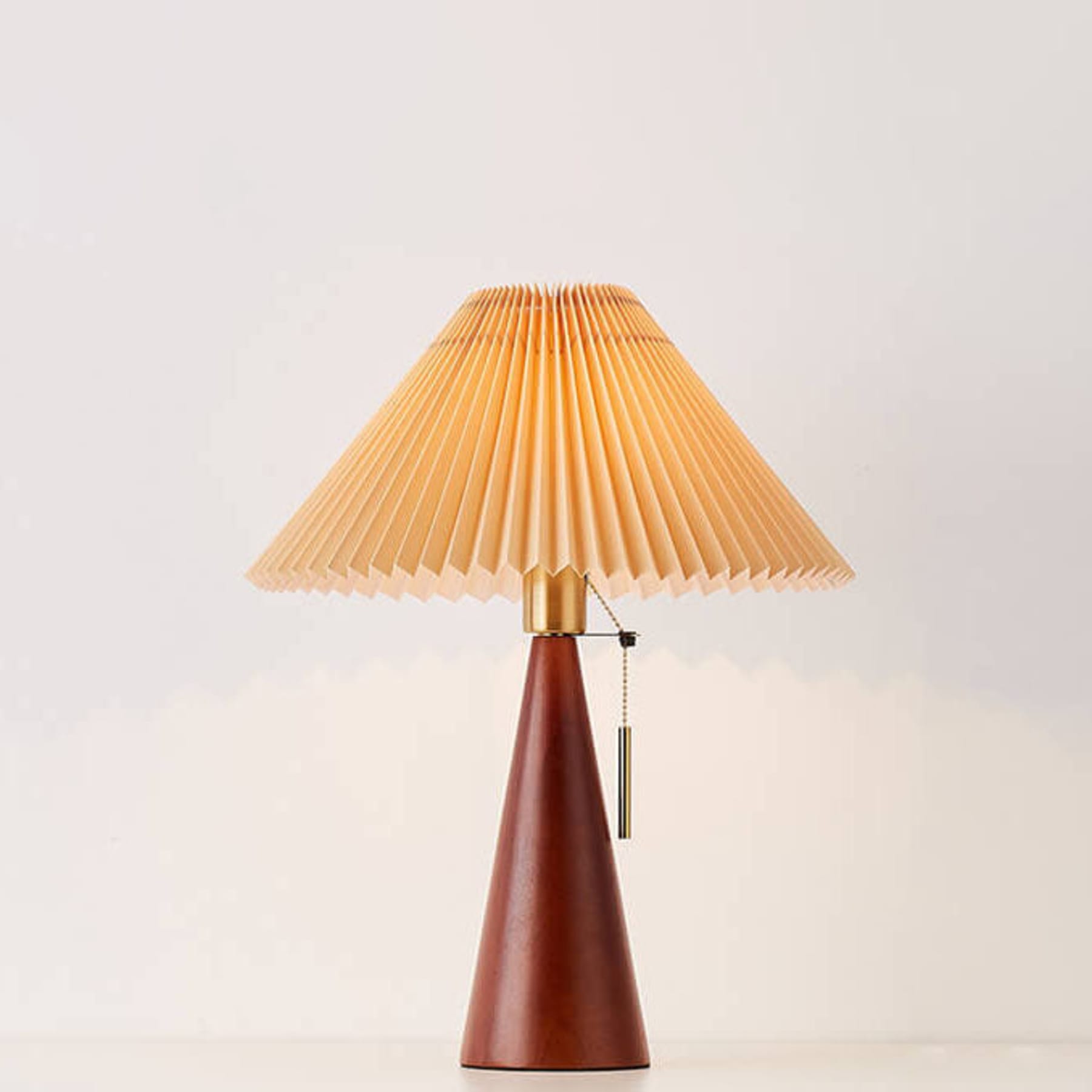 Scandinavian Wood Table Lamp With Warm LED Glow in Walnut — Halden Lighting