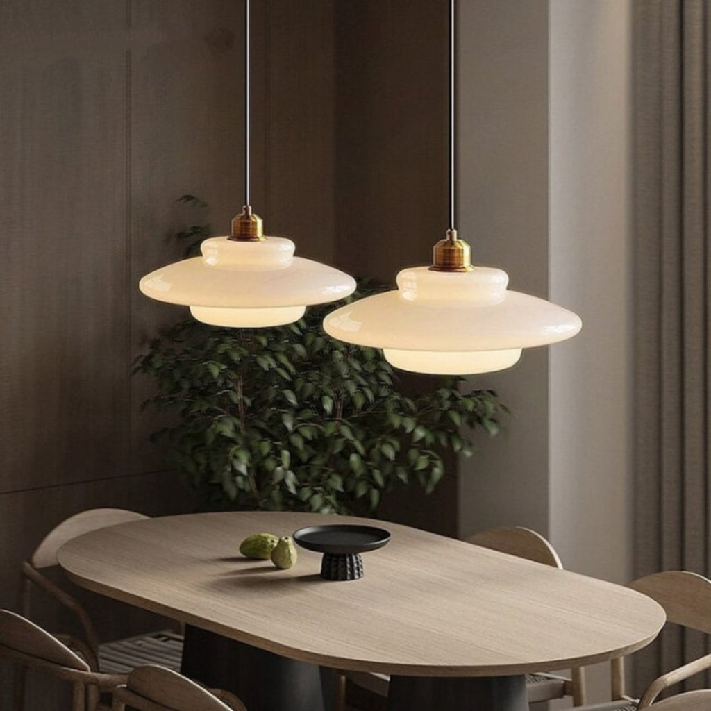 Modern Glass Pendant Light With Warm LED Glow for Dining Room — Halden Lighting