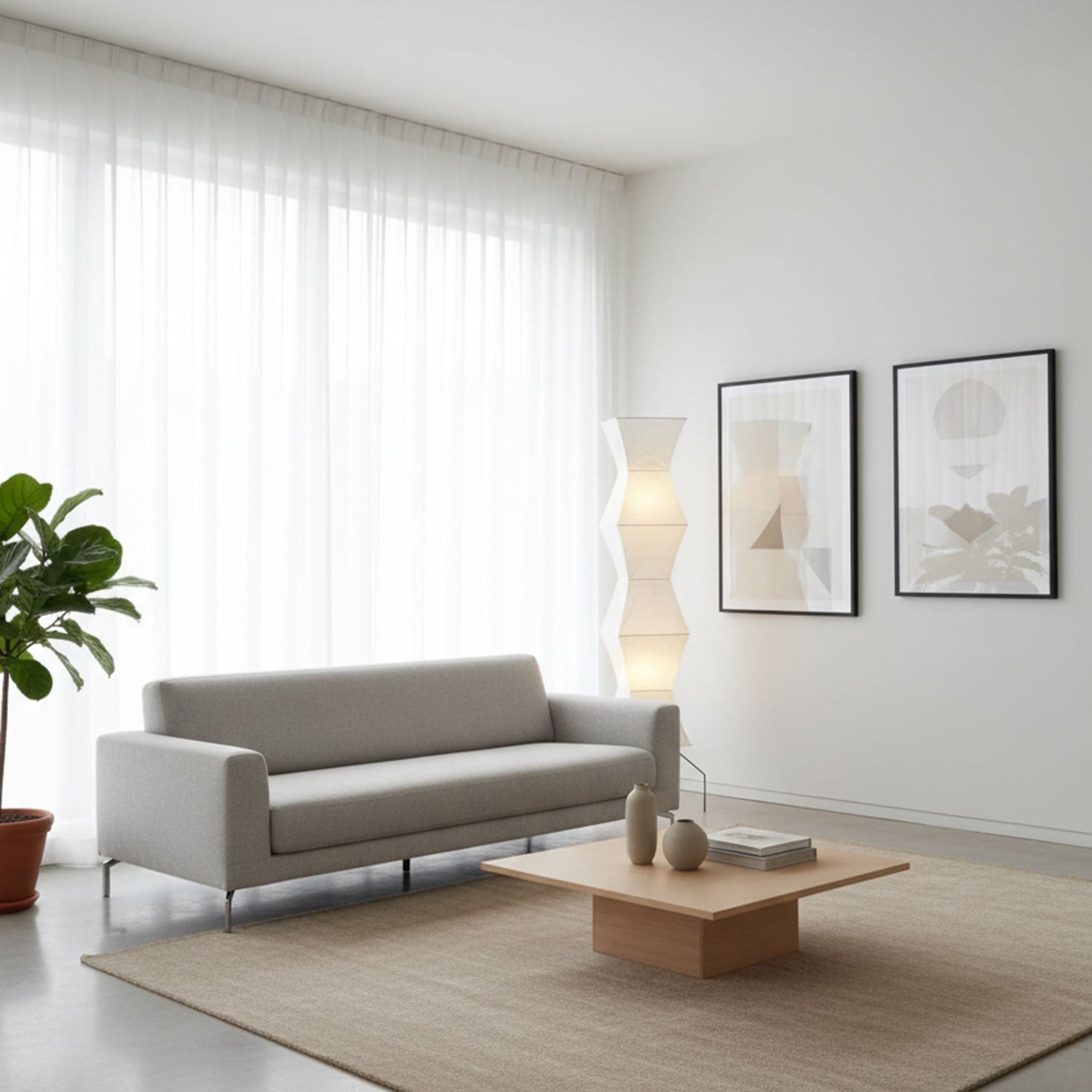 Modern Rice Paper Floor Lamp for Living Room and Bedroom — Halden Lighting