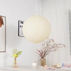 Minimalist Round Lantern Pendant Light With Fabric Shade — Halden Lighting