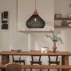 Bohemian Woven Rattan Pendant Light With Warm Neutral Glow — Halden Lighting