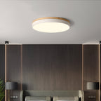 Modern Wood Flush Mount Ceiling Light With Remote Dimming — Halden Lighting
