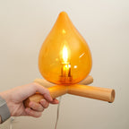 Modern Bamboo and Wood Table Lamp With Warm LED Glow — Halden Lighting