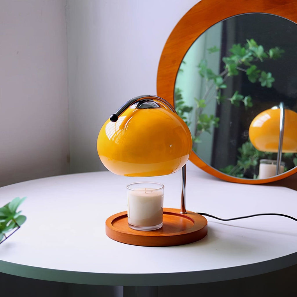 Modern Wood And Glass Table Lamp With Daylight Glow — Halden Lighting