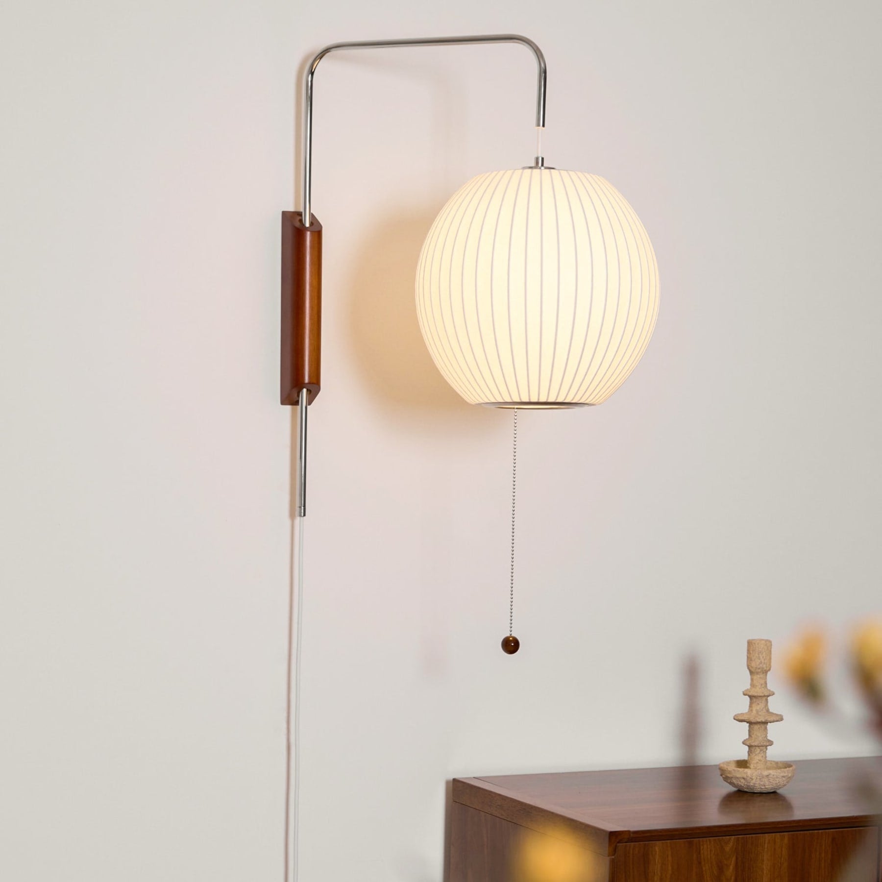 Retro Silk and Walnut Wall Light With Warm LED Glow — Halden Lighting