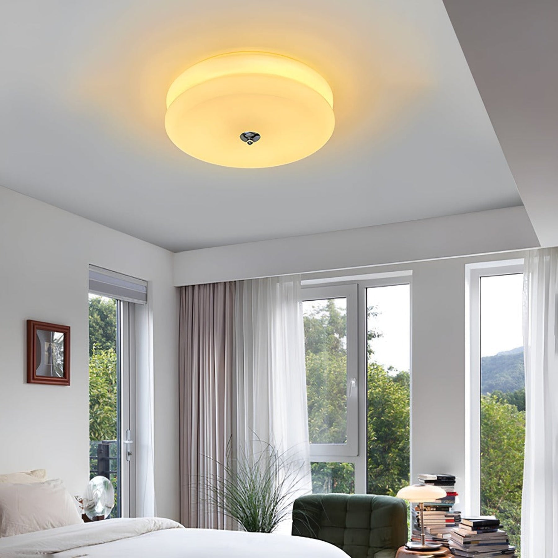 Retro Glass Flush Mount Ceiling Light For Living Room — Halden Lighting
