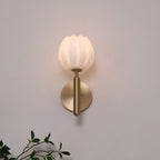 Modern Metal Wall Light With Integrated LED for Living Room in White — Halden Lighting
