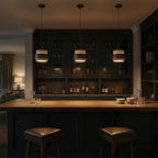 Modern Travertine And Wood Pendant Light For Dining Room — Halden Lighting