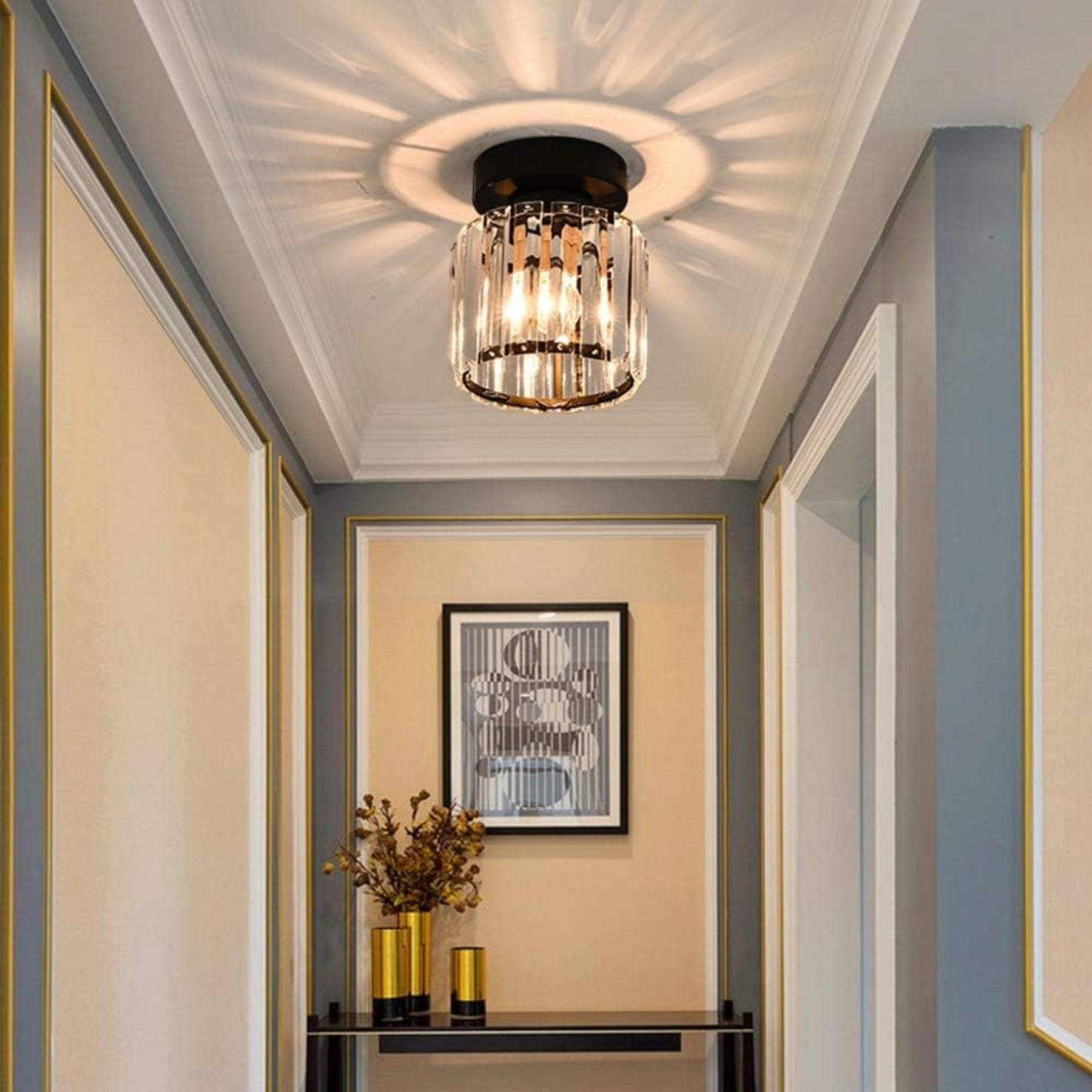 Modern Acrylic Semi-Flush Mount Ceiling Light for Living Room — Halden Lighting