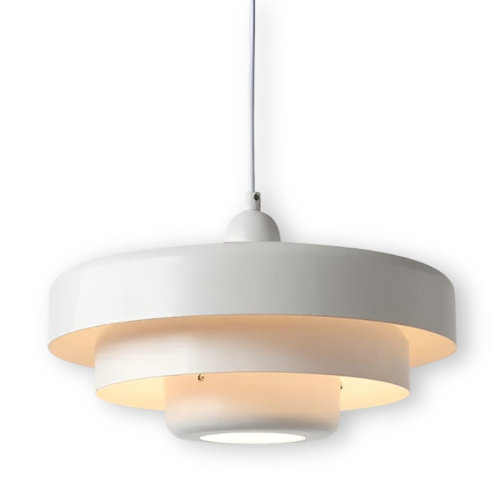 Retro Glass Pendant Light With Warm LED Glow in White — Halden Lighting