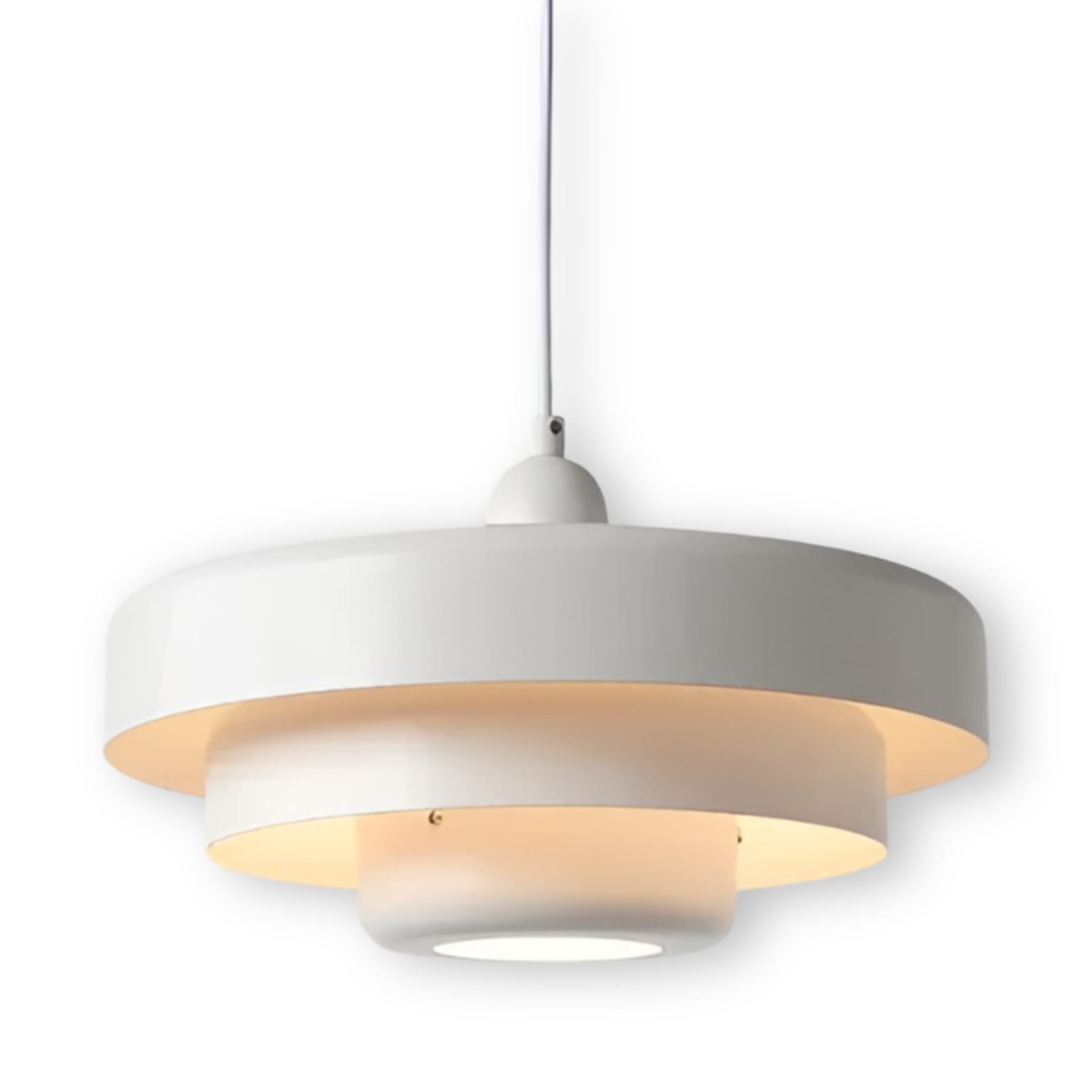 Retro Glass Pendant Light With Warm LED Glow in White — Halden Lighting