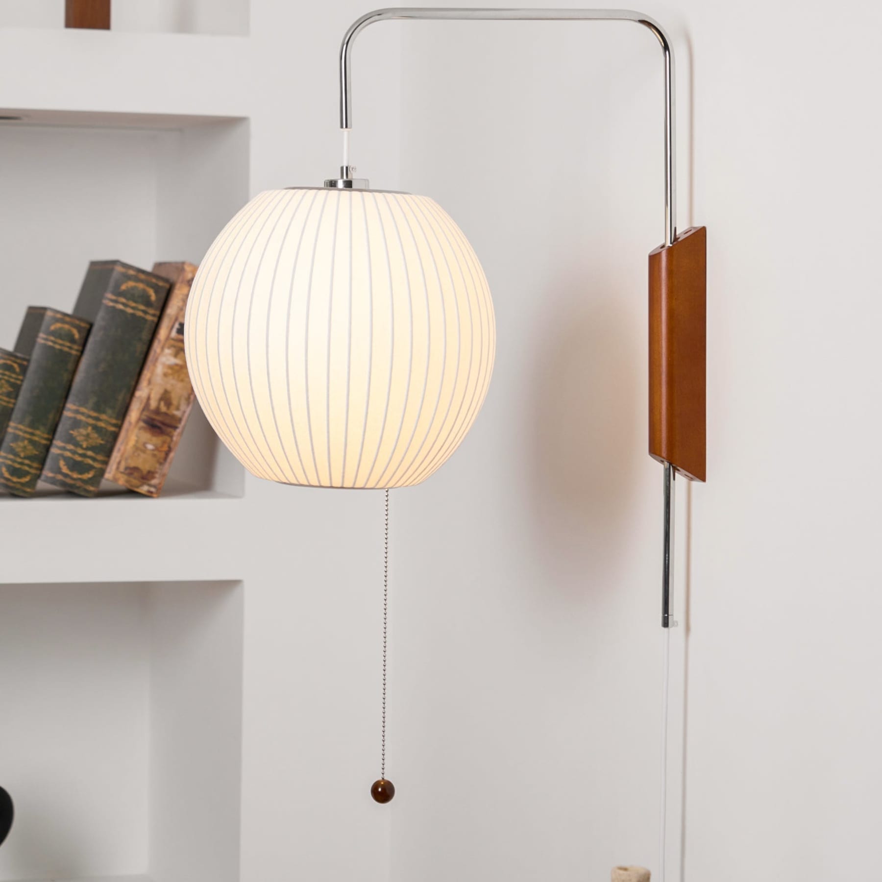 Retro Silk and Walnut Wall Light With Warm LED Glow — Halden Lighting
