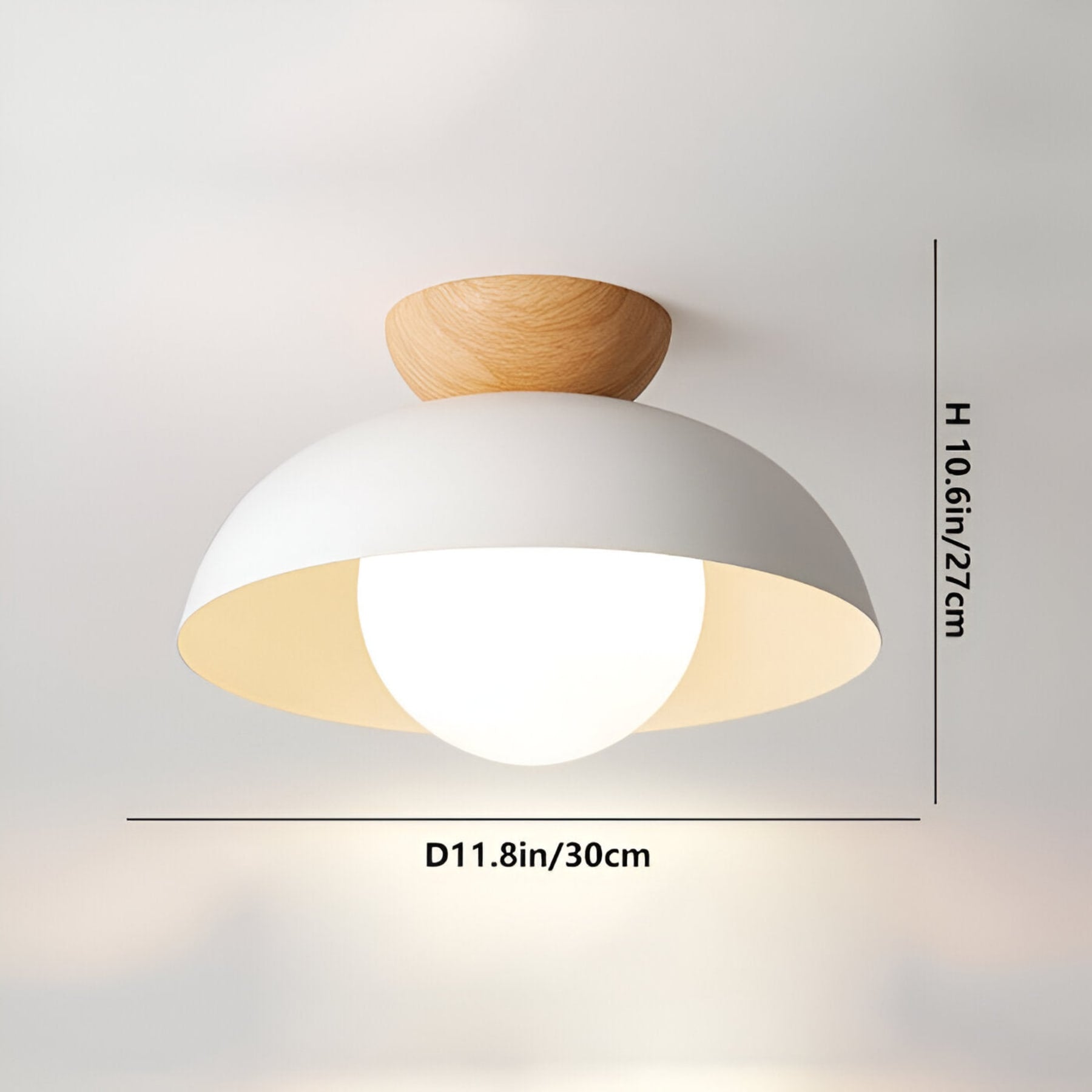 Modern Wood Semi-Flush Ceiling Light for Living Room — Halden Lighting