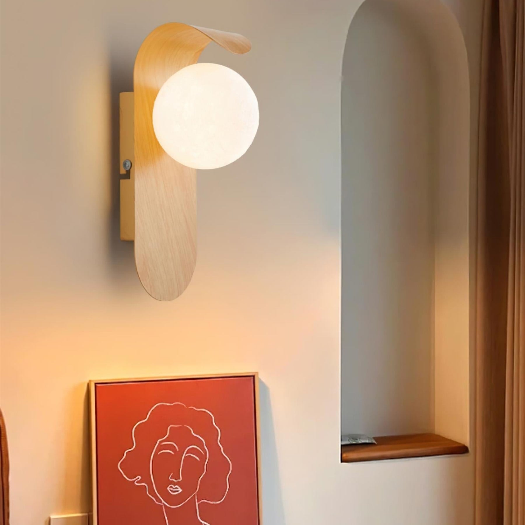 Modern Wood Wall Light With Tri-Colour LED Glow — Halden Lighting
