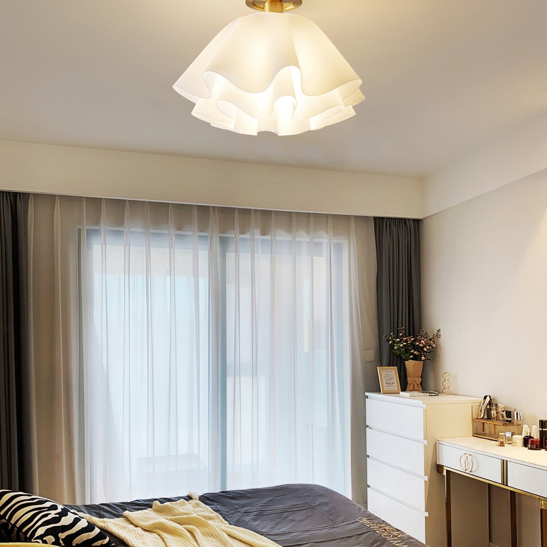 Modern Copper and Acrylic Semi-Flush Ceiling Light With Dimmable Glow — Halden Lighting
