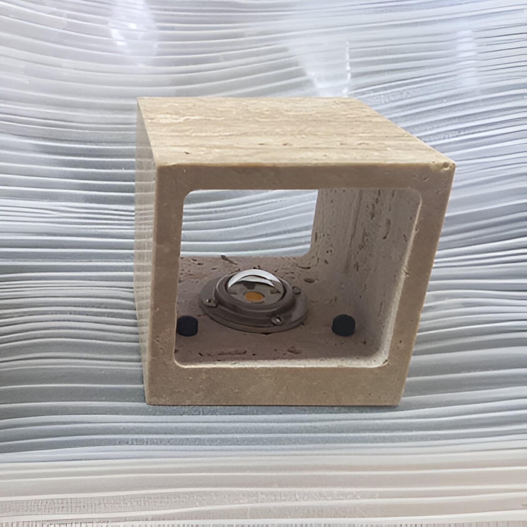 Modern Travertine Stone Wall Light With Warm LED Glow — Halden Lighting