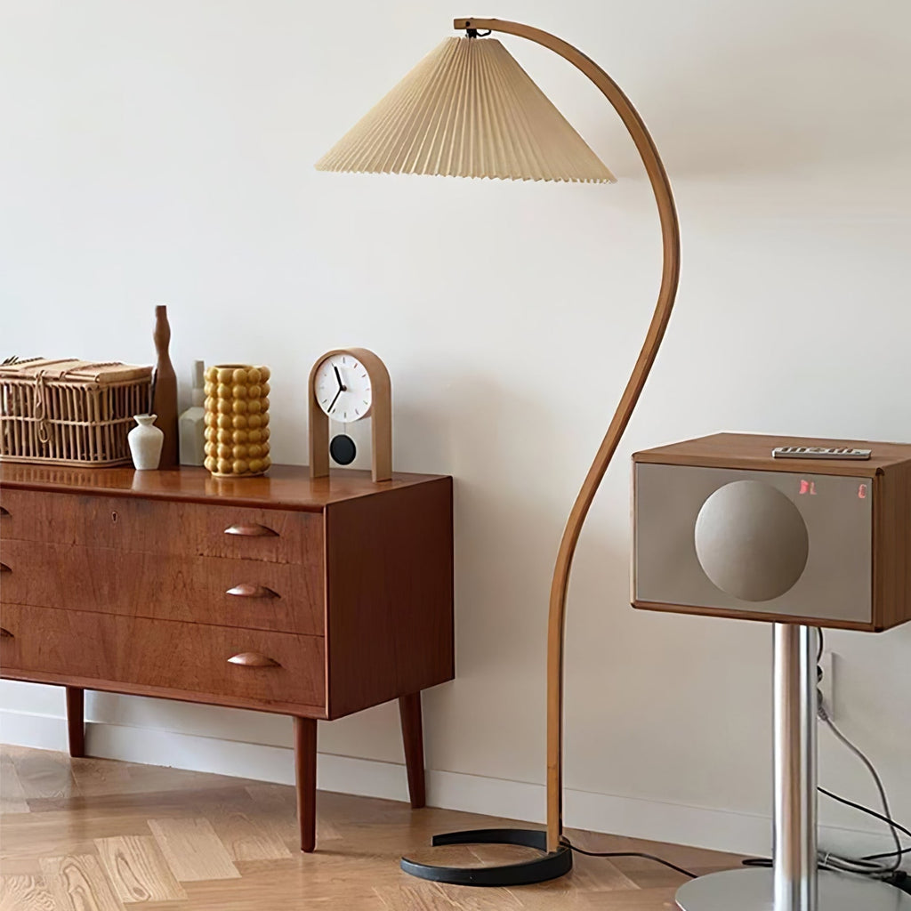 Scandinavian Wood Floor Lamp With Warm LED Glow for Living Room — Halden Lighting