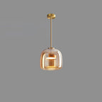 Modern Glass Pendant Light With USB Rechargeable Battery in Gold — Halden Lighting