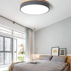 Modern Wood Flush Mount Ceiling Light With Remote Dimming — Halden Lighting
