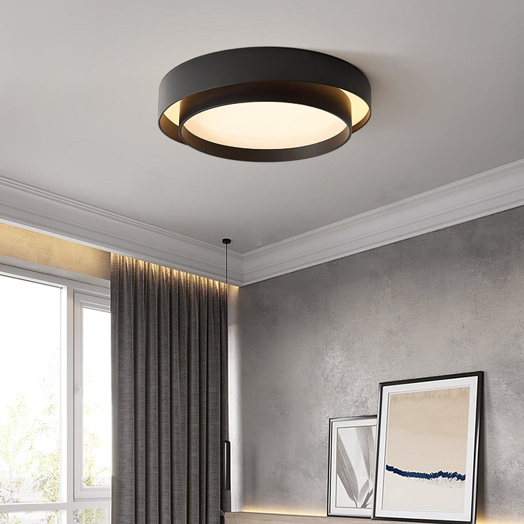 Modern Metal Flush Mount Ceiling Light With Cool Daylight Glow — Halden Lighting