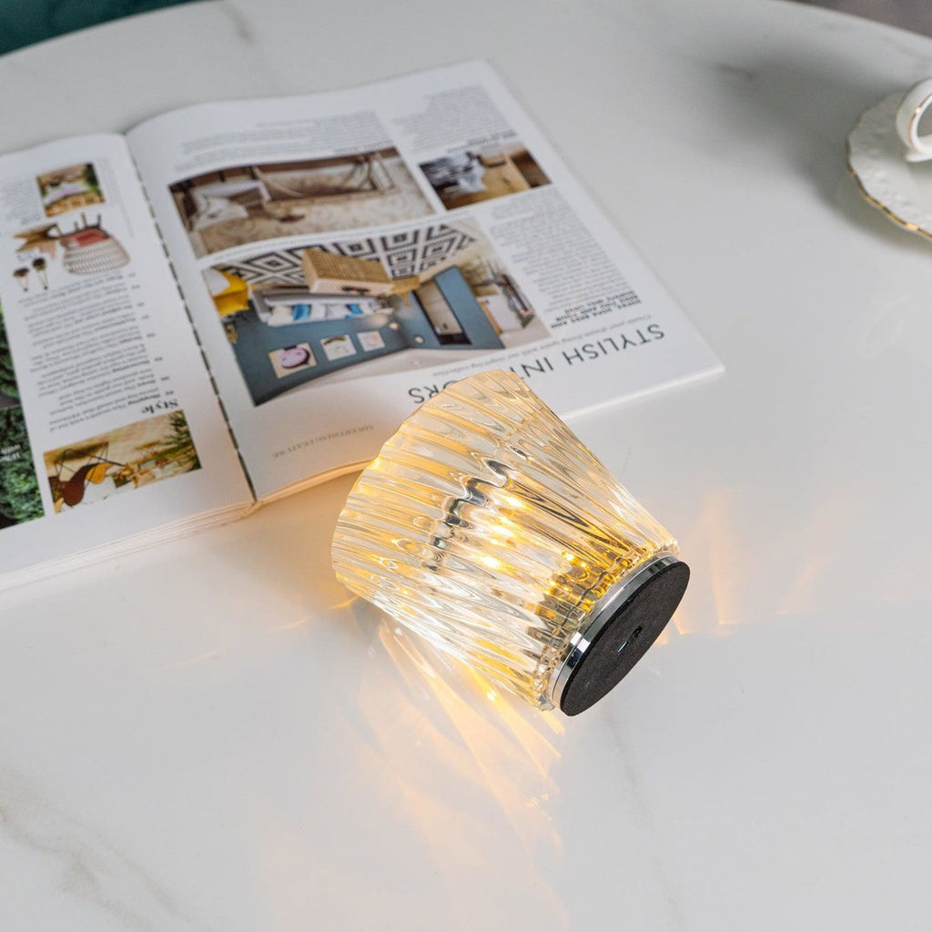 Modern Crystal Table Lamp With Warm LED Glow for Living Room — Halden Lighting