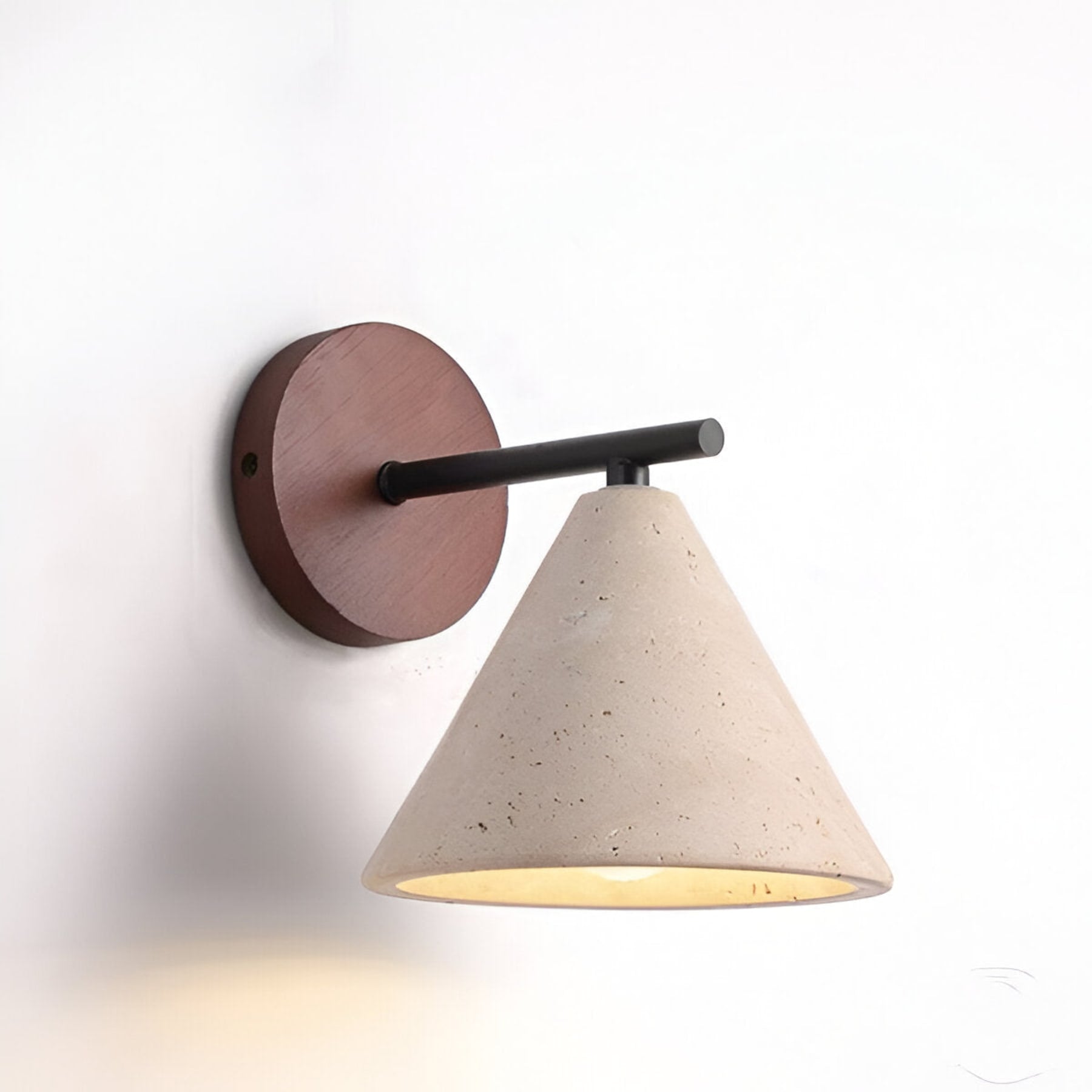 Travertine And Walnut Wall Light For Living Room in Warm White — Halden Lighting