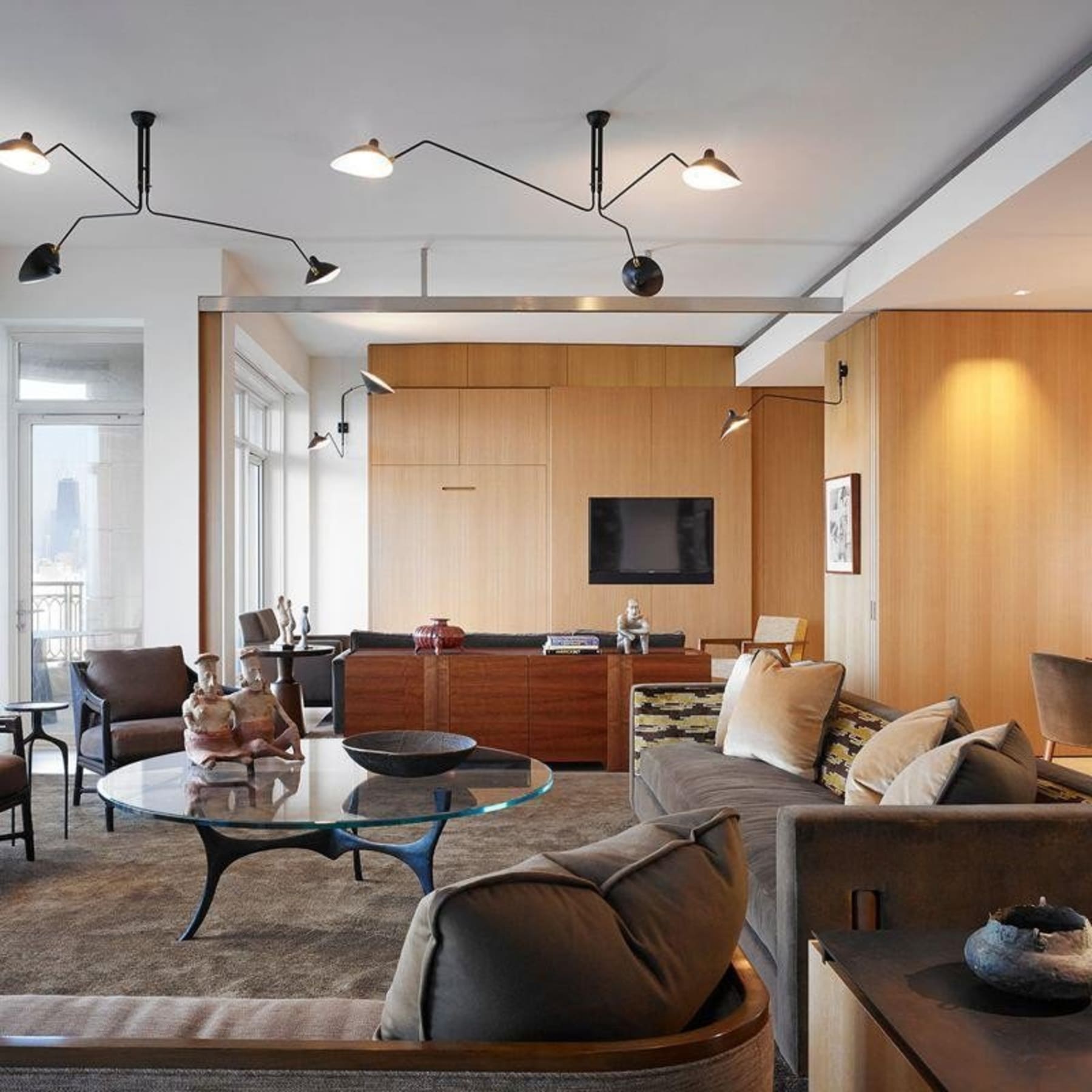 Modern Linear Metal Ceiling Light for Living Room — Halden Lighting