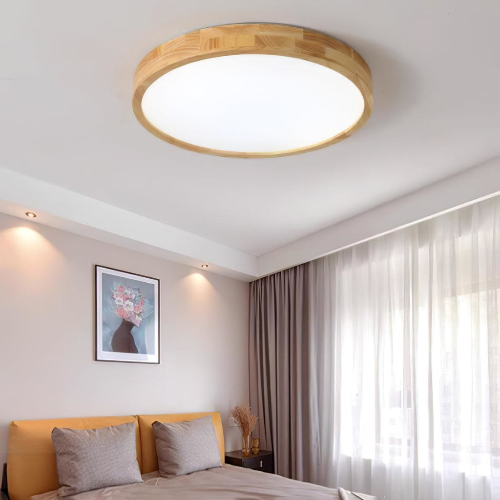 Scandinavian Wood Flush Mount Ceiling Light With Slim Profile — Halden Lighting