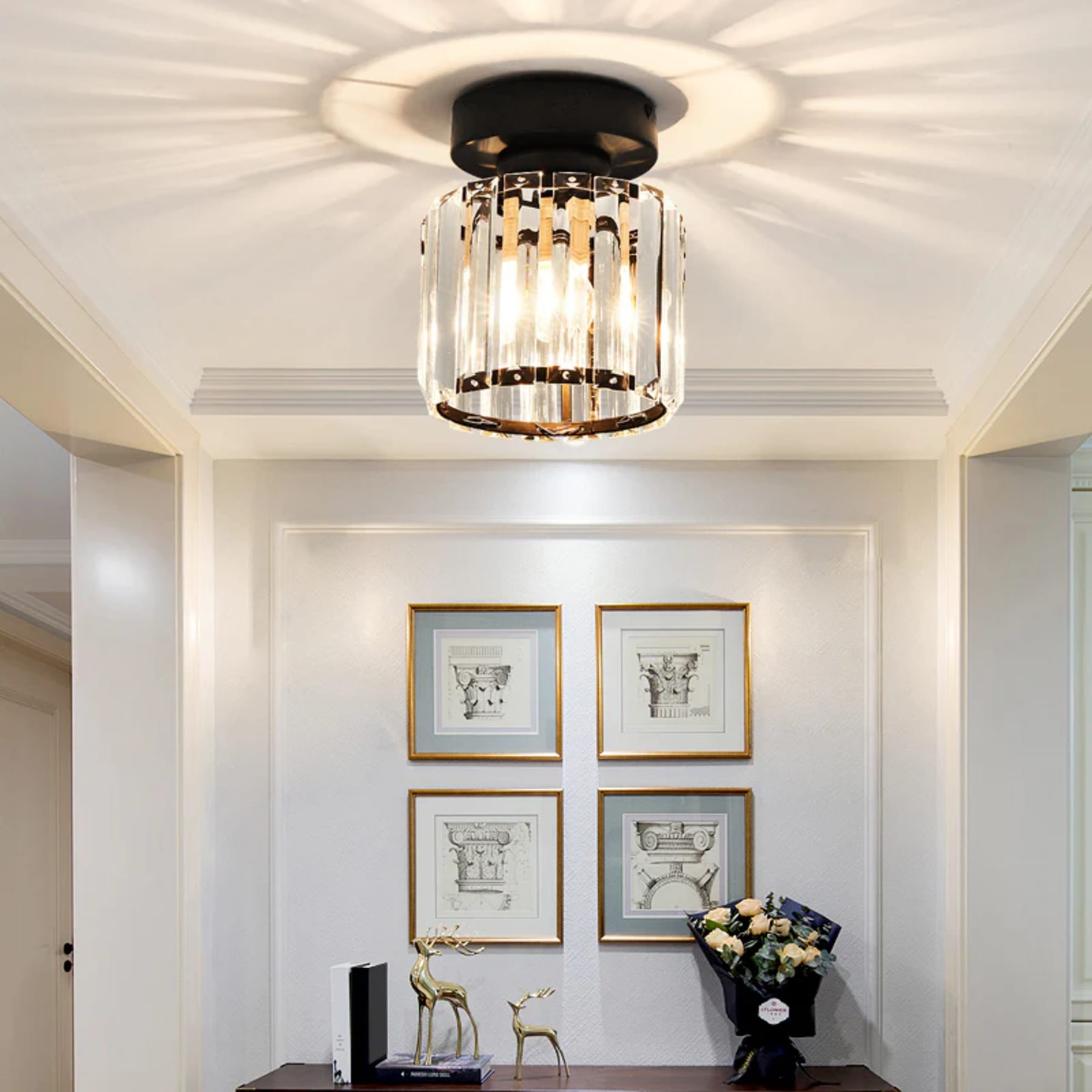 Modern Acrylic Semi-Flush Mount Ceiling Light for Living Room — Halden Lighting